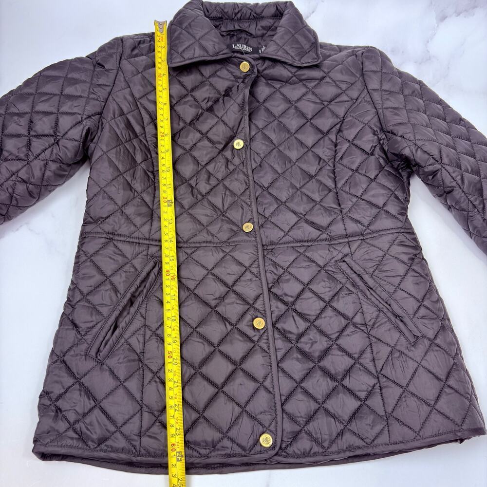 NWT Lauren Ralph Lauren Black Quilted Barn Jacket Gold Snap Equestrian Coat - Picture 8 of 12